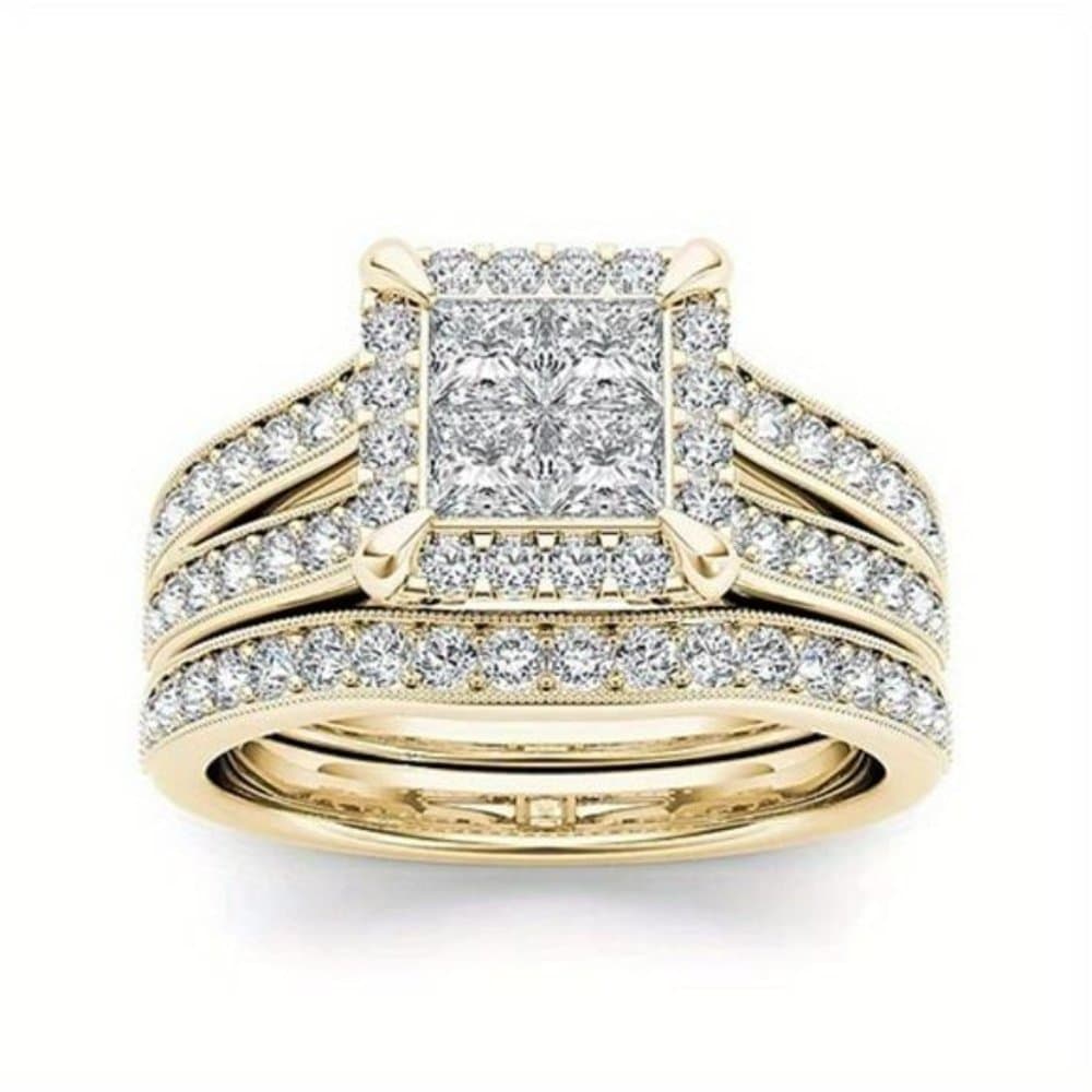 2pcs Sparkling Zirconia Stacking Rings - Thumbnail 2