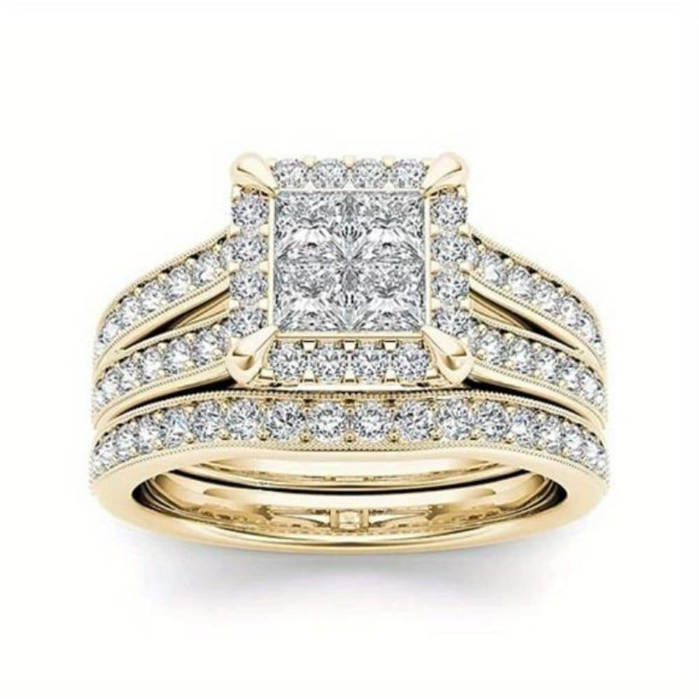 2pcs Sparkling Zirconia Stacking Rings - Thumbnail 4