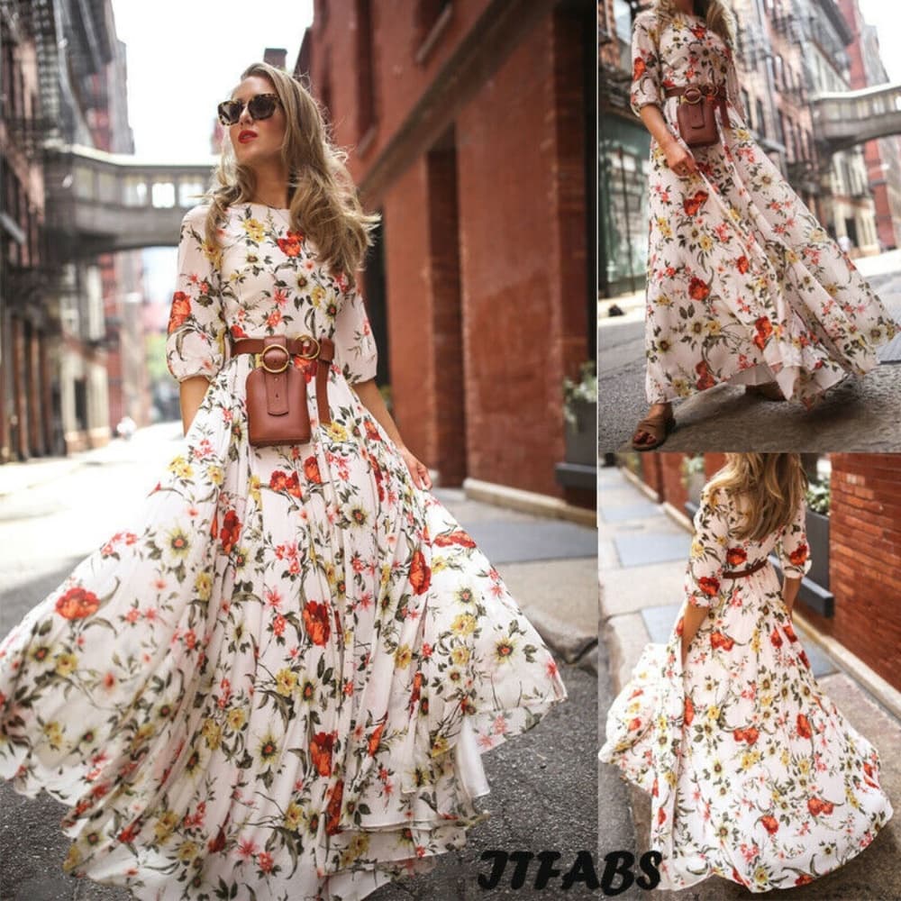 White Boho Maxi Beauty Dress - Thumbnail 5