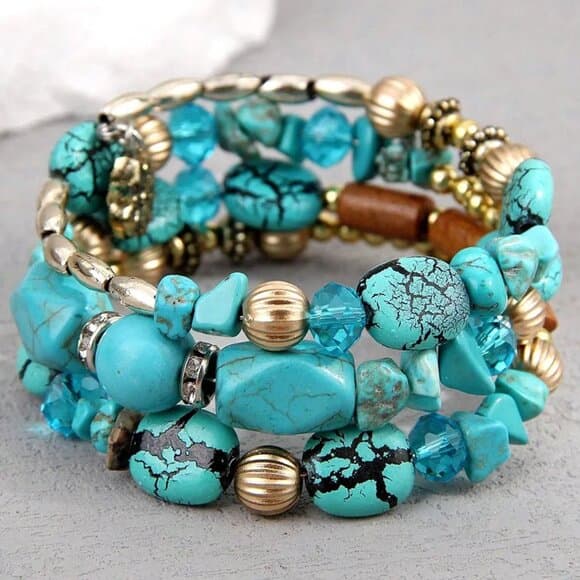 Ethnic Style Bohemian Geometric Alloy Turquoise Women's Bracelet - Thumbnail 2