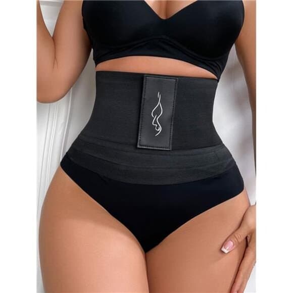 Black High Stretch Casual Tummy Control Waist Trainer - Thumbnail 6