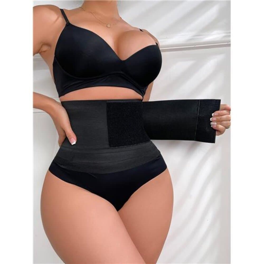 Black High Stretch Casual Tummy Control Waist Trainer - Thumbnail 2