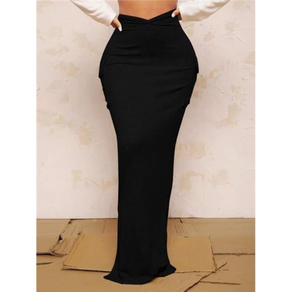 Ruched Flap Pocket Split Hem Skirt - Thumbnail 5