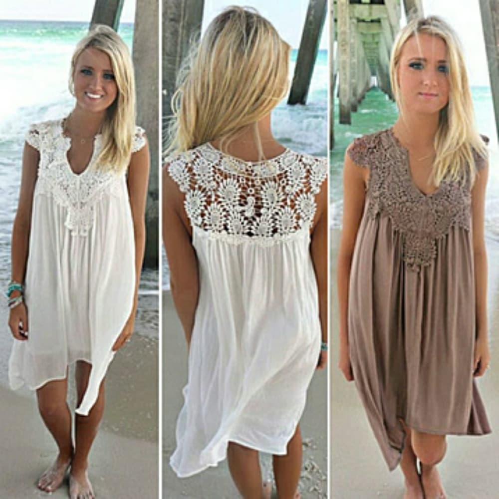 Lace Chiffon Patchwork Dress - Thumbnail 2