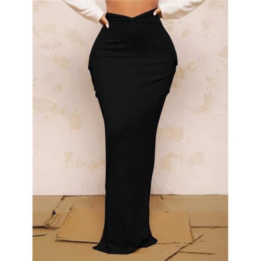 Ruched Flap Pocket Split Hem Skirt - Thumbnail 15