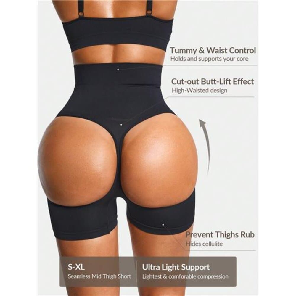 Seamless Cut-Out Mid Thigh Short Body Shaper Butt Lifter-Tummy Waist