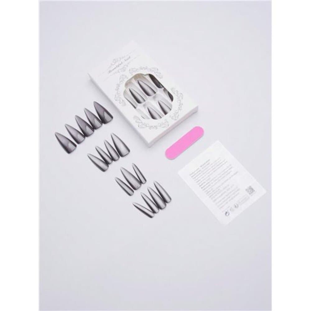 24Pcs Long Stiletto Crystal Red Cat Eye Tip Acrylic Press On Nails Xxl Long Fit - Thumbnail 4