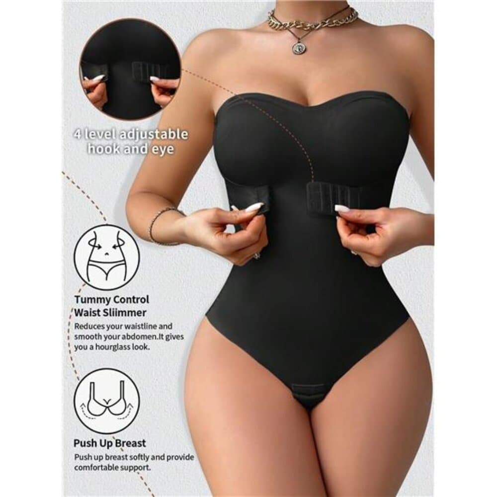 Women's Seamless Bodysuit Strapless Front Closure Anti-Slip Waist Abdomen - Thumbnail 3