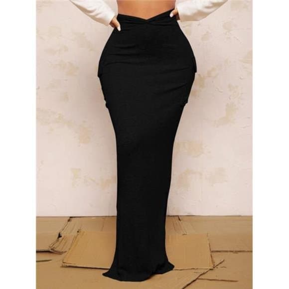 Ruched Flap Pocket Split Hem Skirt - Thumbnail 16