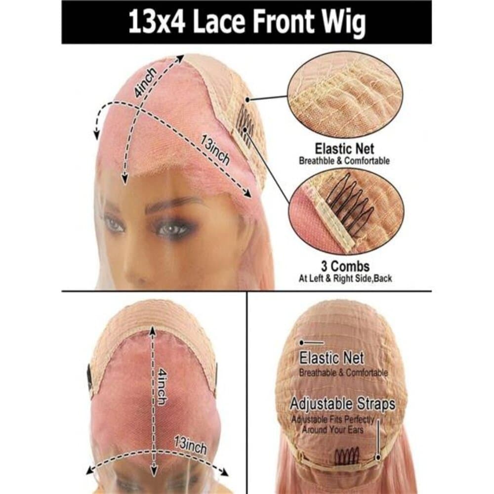 LocalLight Pink 250 Density Put On And Go Glueless Wigs 13X4 HD Lace Frontal - Thumbnail 5
