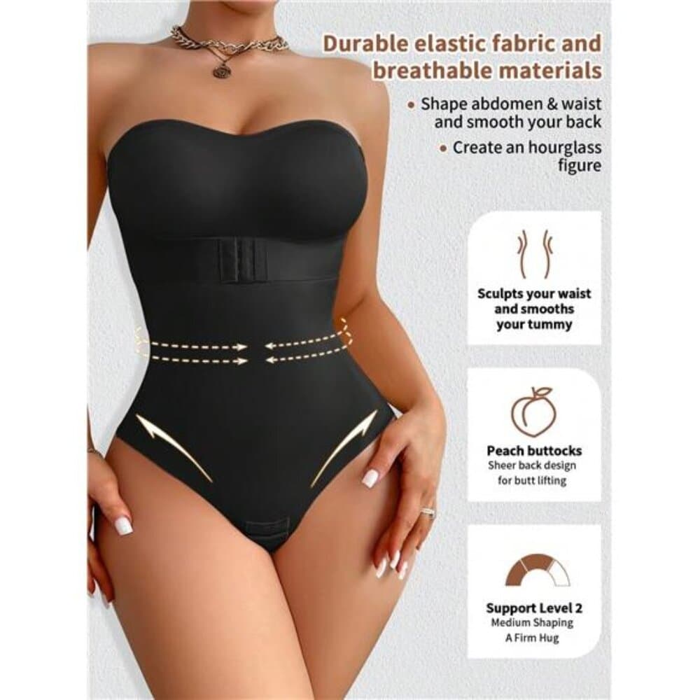 Women's Seamless Bodysuit Strapless Front Closure Anti-Slip Waist Abdomen - Thumbnail 4
