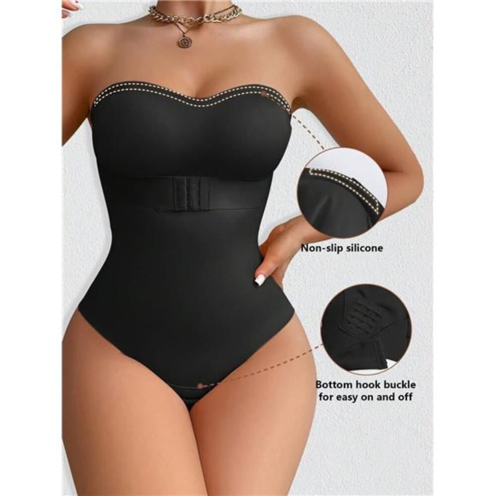 Women's Seamless Bodysuit Strapless Front Closure Anti-Slip Waist Abdomen - Thumbnail 2