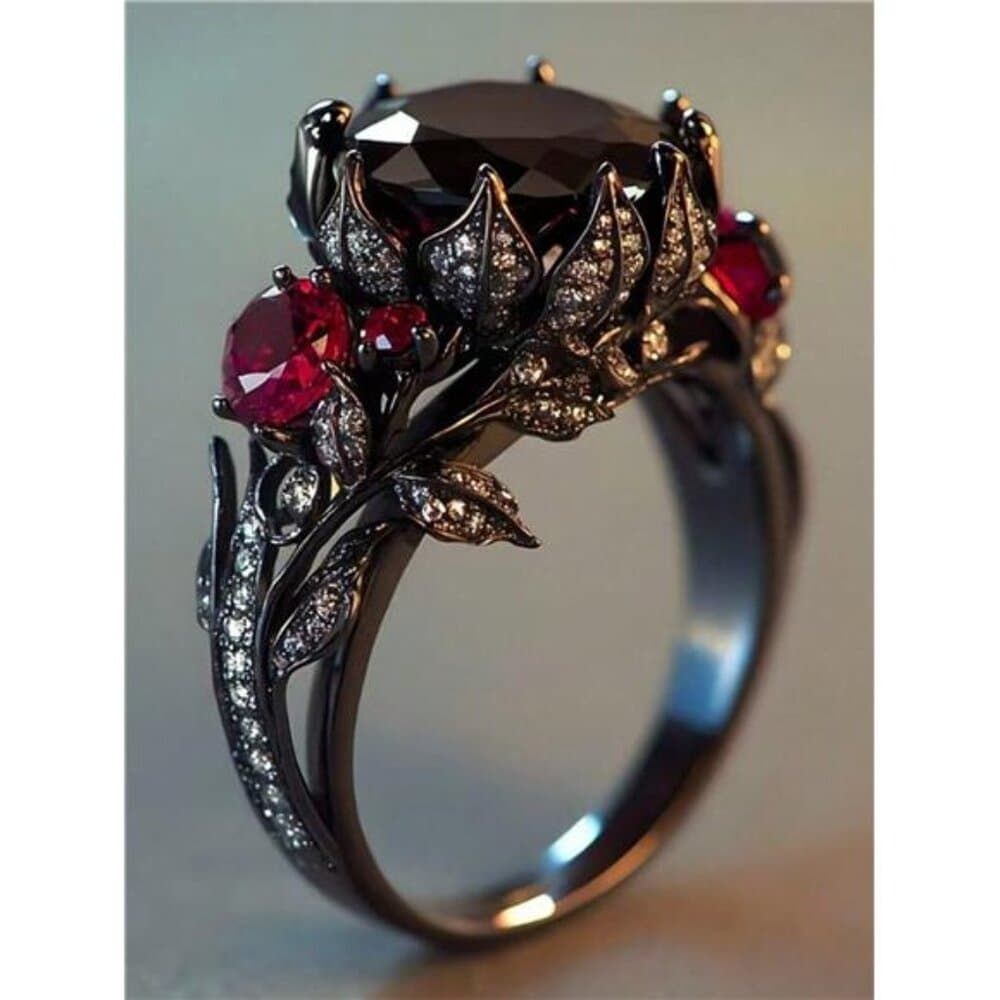 1pc Popular Women's Fashion Luxury Vintage Floral Zirconia Ring, Suitable For - Thumbnail 4