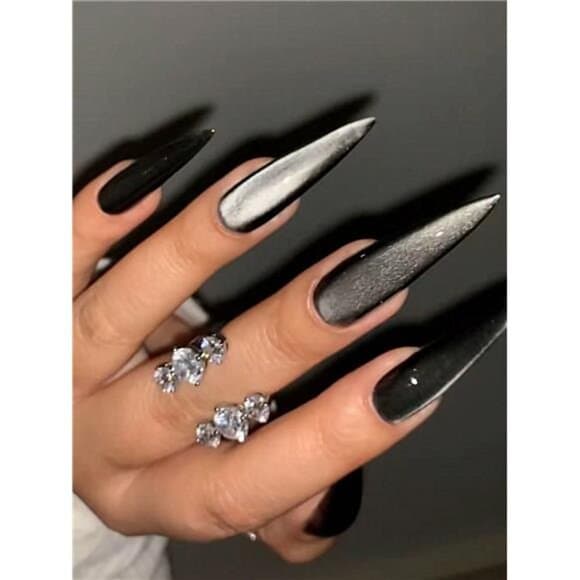 24Pcs Long Stiletto Crystal Red Cat Eye Tip Acrylic Press On Nails Xxl Long Fit - Thumbnail 8