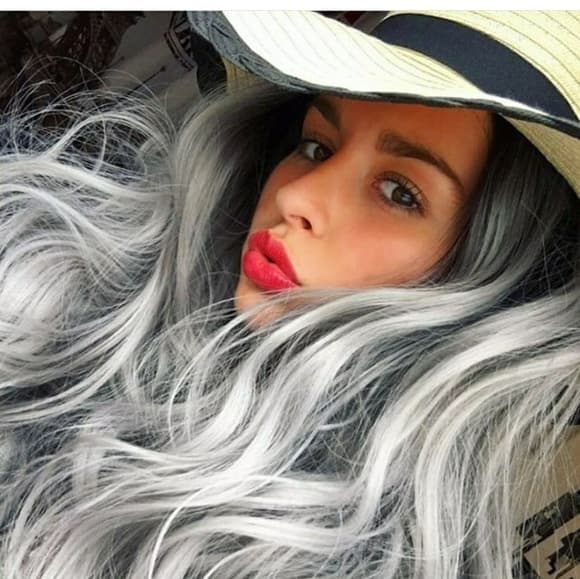 Ombre Black Gray Beauty LaceFront Wig Wig 22-24inc - Thumbnail 6