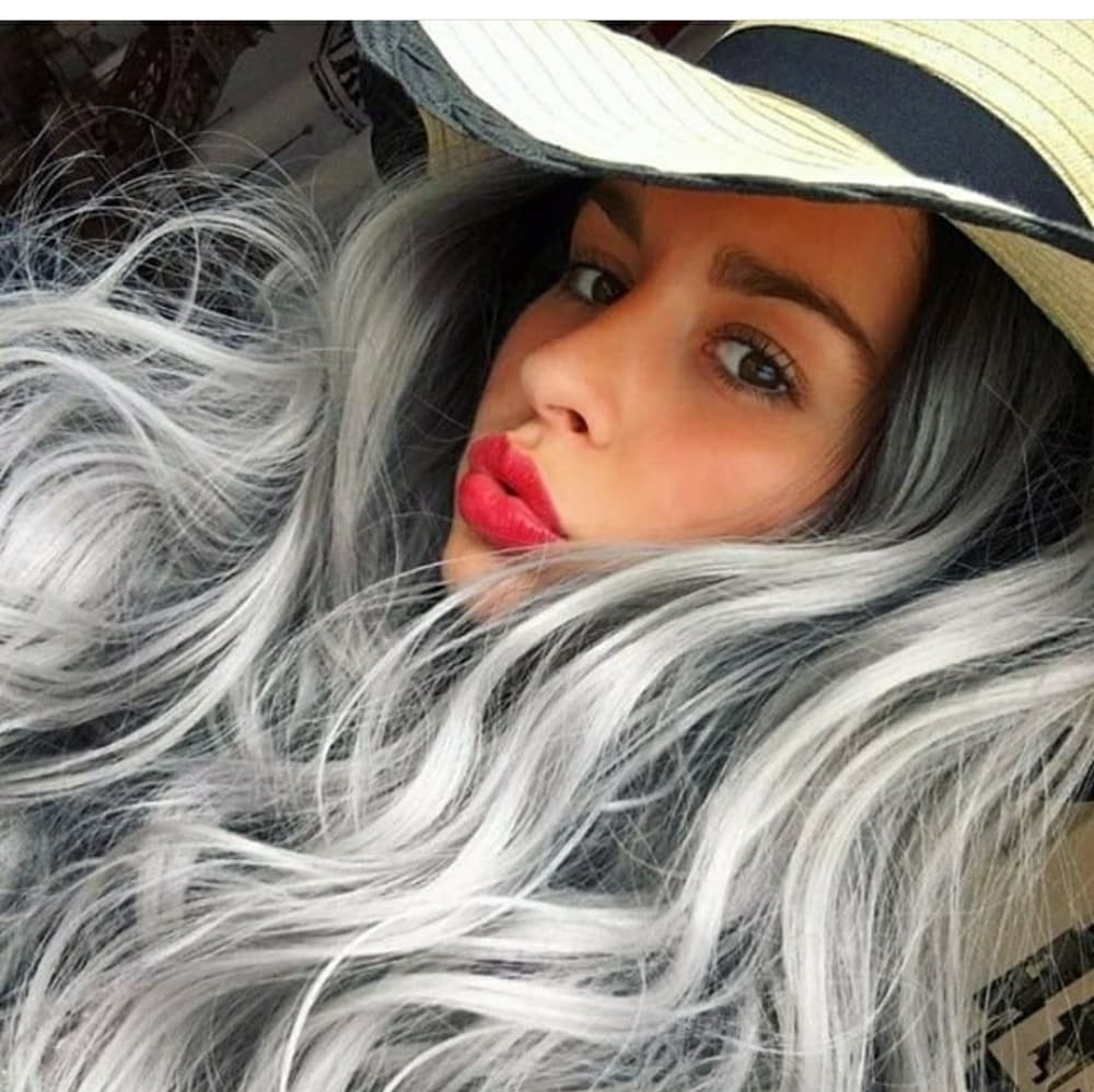 Ombre Black Gray Beauty LaceFront Wig Wig 22-24inc - Thumbnail 5