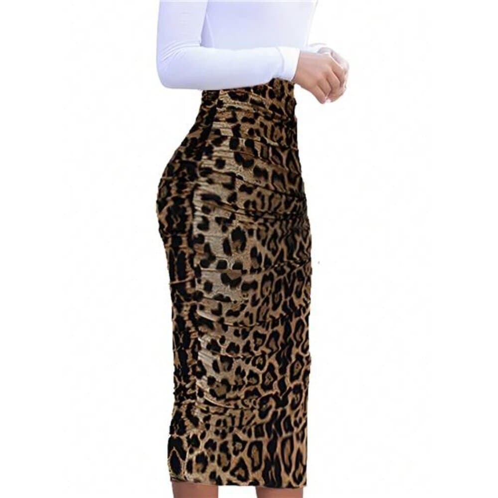 Women Summer Fashionable Leopard Print Bodycon Skirt - Thumbnail 2