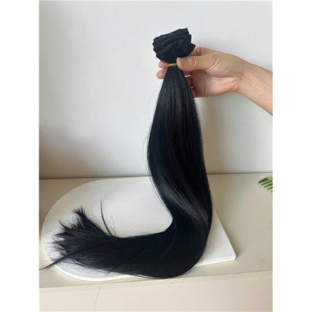 16 Clips 22 Inch 7pcs Black Straight Synthetic Hair Extensions For Women - Thumbnail 6