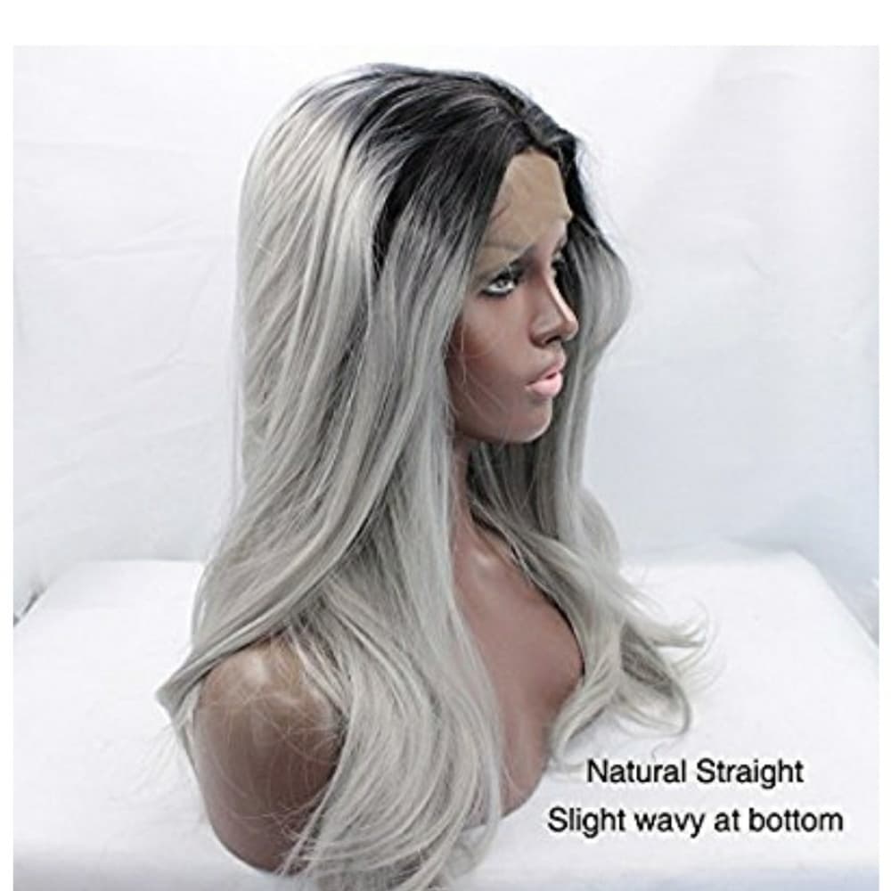 Ombre Black Gray Beauty LaceFront Wig Wig 22-24inc - Thumbnail 4