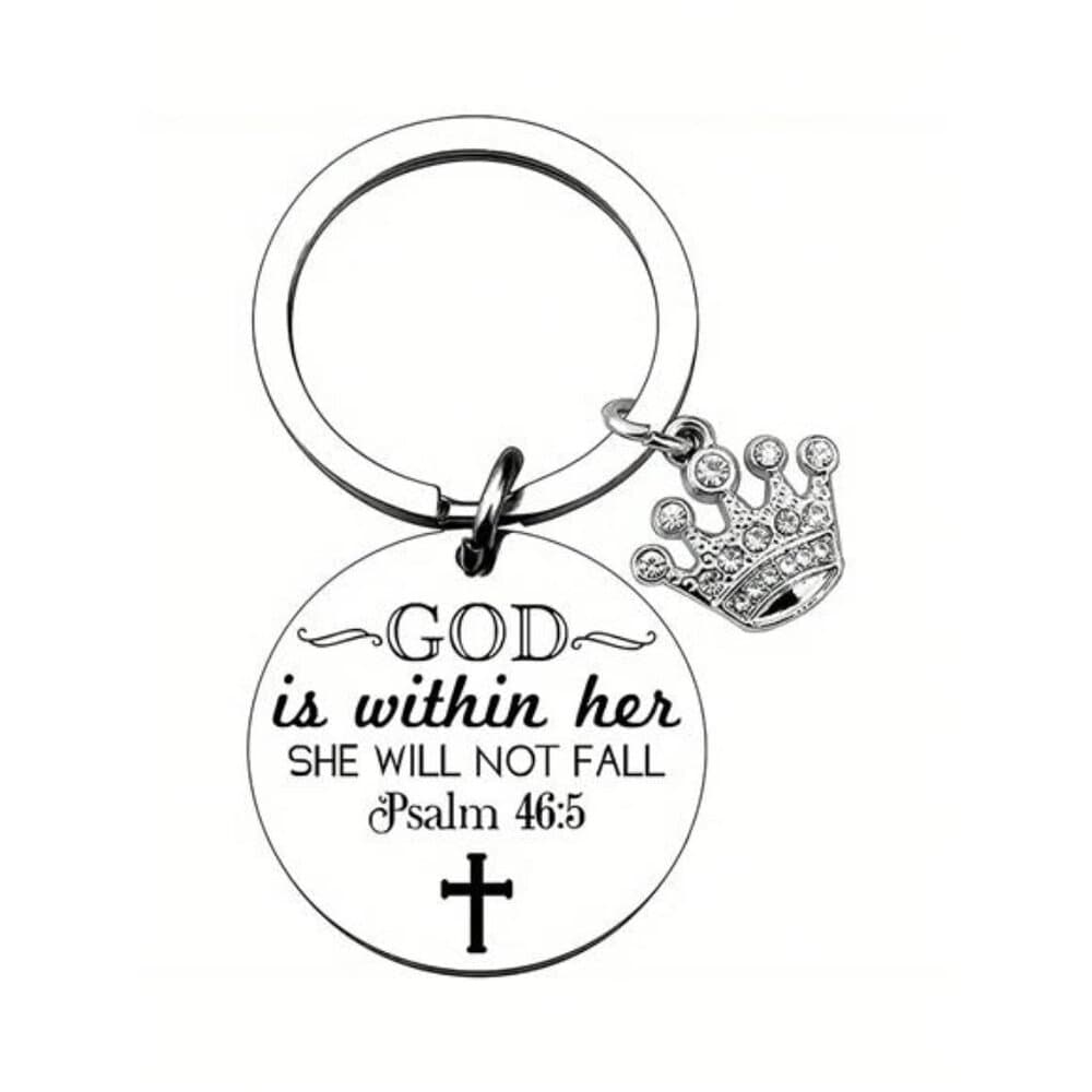 "Christian Keychain Inspirational God Is Within Her She Will Not Fall " - Thumbnail 6