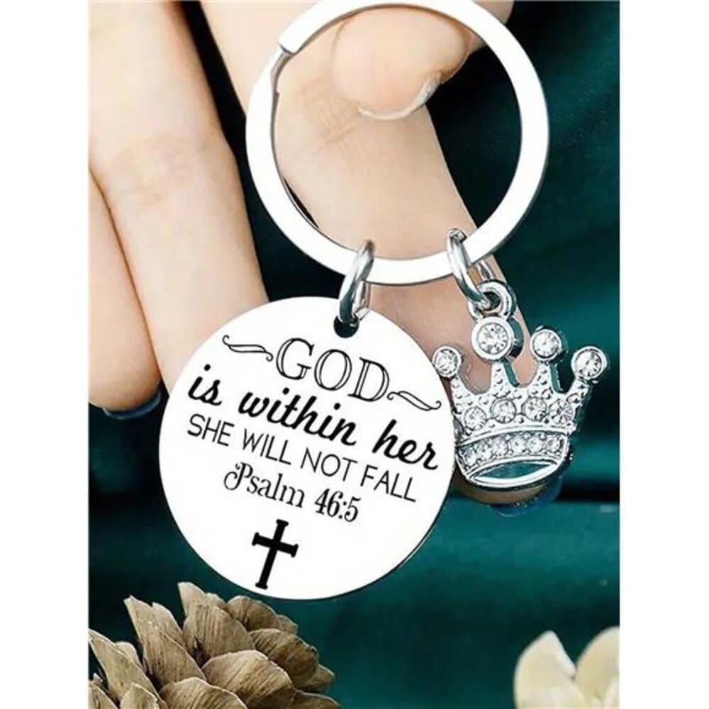 "Christian Keychain Inspirational God Is Within Her She Will Not Fall " - Thumbnail 8