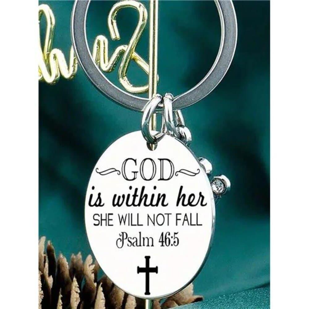 "Christian Keychain Inspirational God Is Within Her She Will Not Fall " - Thumbnail 2