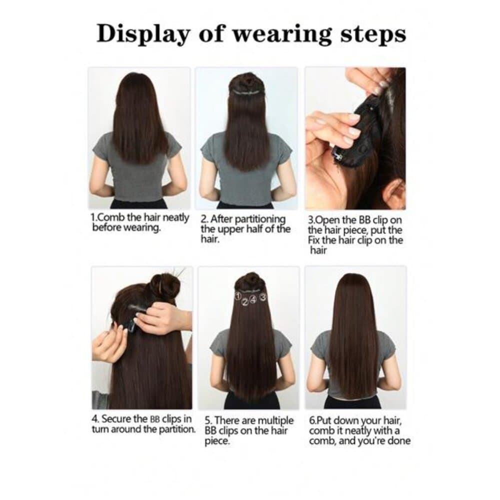 16 Clips 22 Inch 7pcs Black Long Wavy Clip-In Hair Extensions For Women, - Thumbnail 8