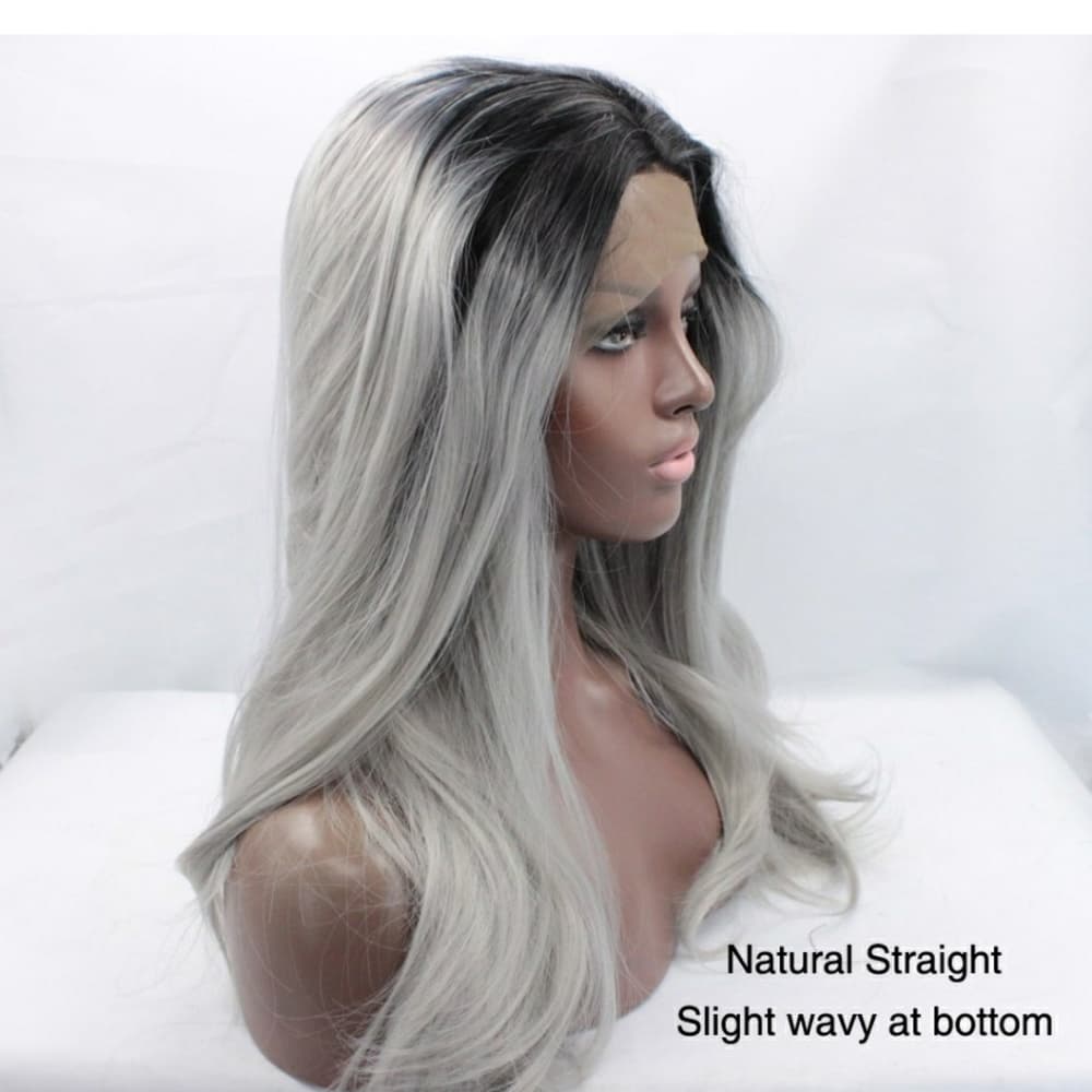 Ombre Black Gray Beauty LaceFront Wig Wig 22-24inc - Thumbnail 2