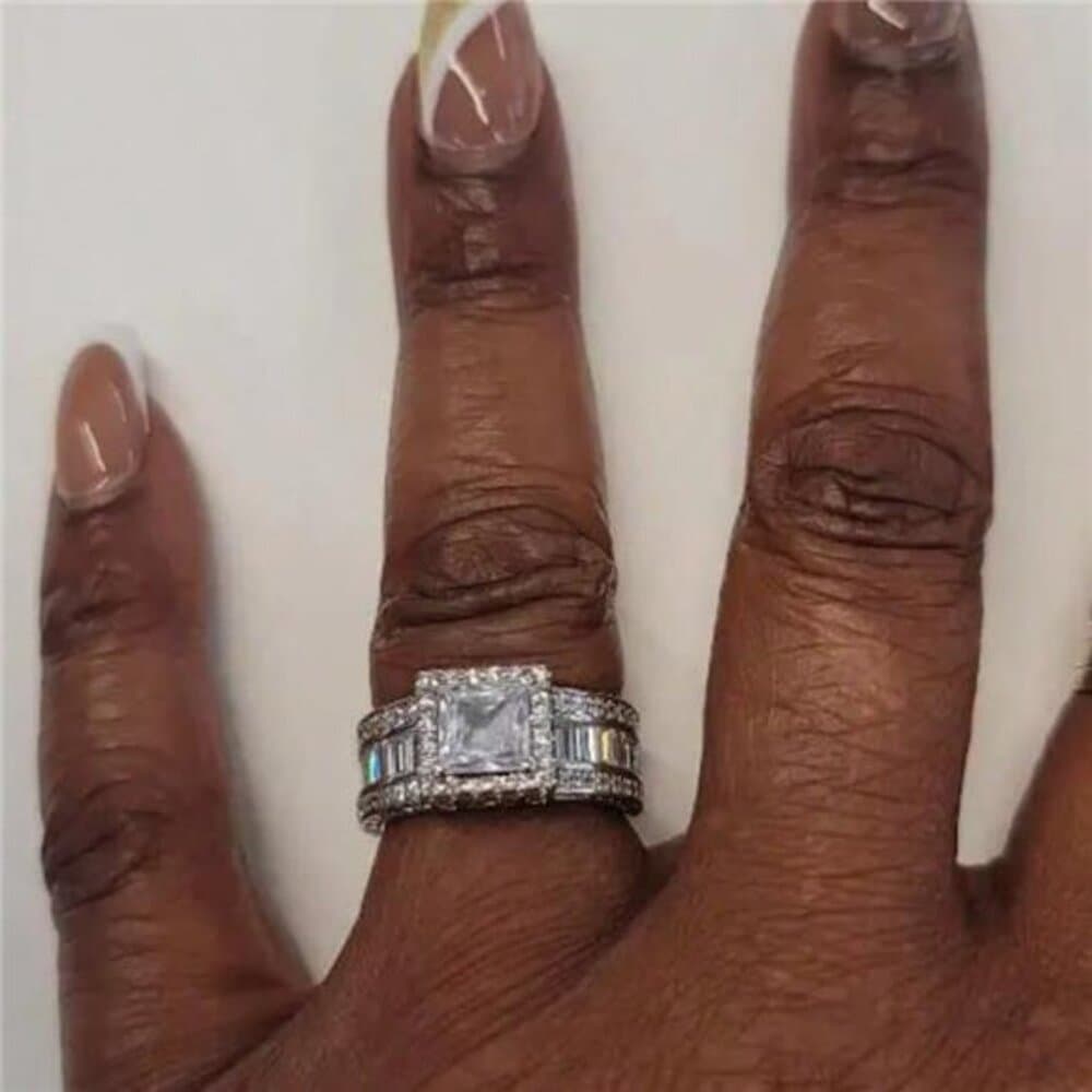 Elegant Silver-Plated Halo Promise Ring, Set With Luxurious Cubic Zirconia - Thumbnail 6