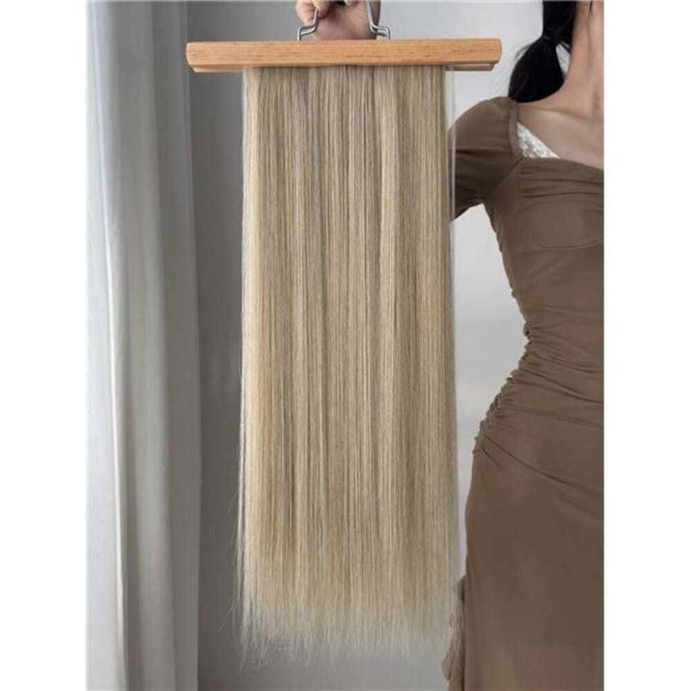 16 Clips 22 Inch 7pcs/Set Golden Straight Synthetic Hair Extensions For Women - Thumbnail 3