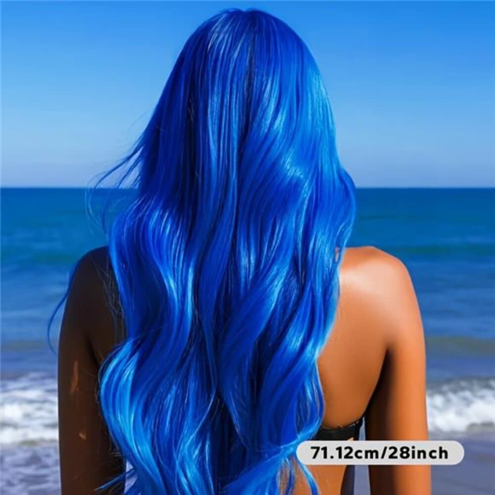 Blue 28 Inch Curly Wig, Fashion - Thumbnail 5