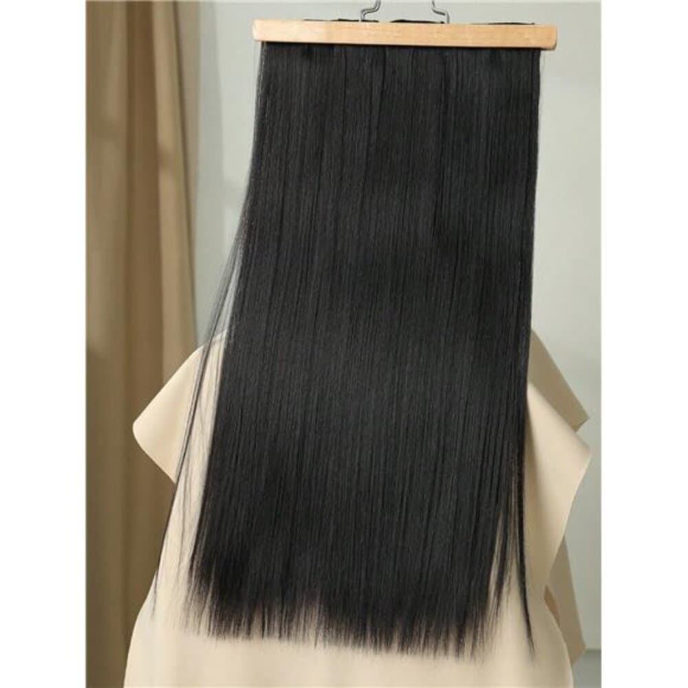 16 Clips 22 Inch 7pcs Black Straight Synthetic Hair Extensions For Women - Thumbnail 4