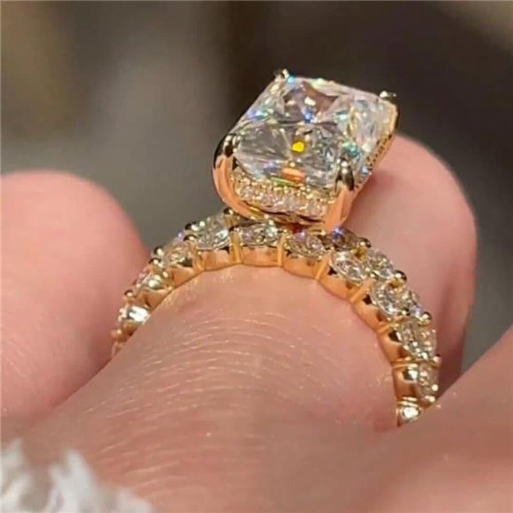 2pcs Luxury Women's Engagement Rings Set With Zirconia Stones - Thumbnail 6