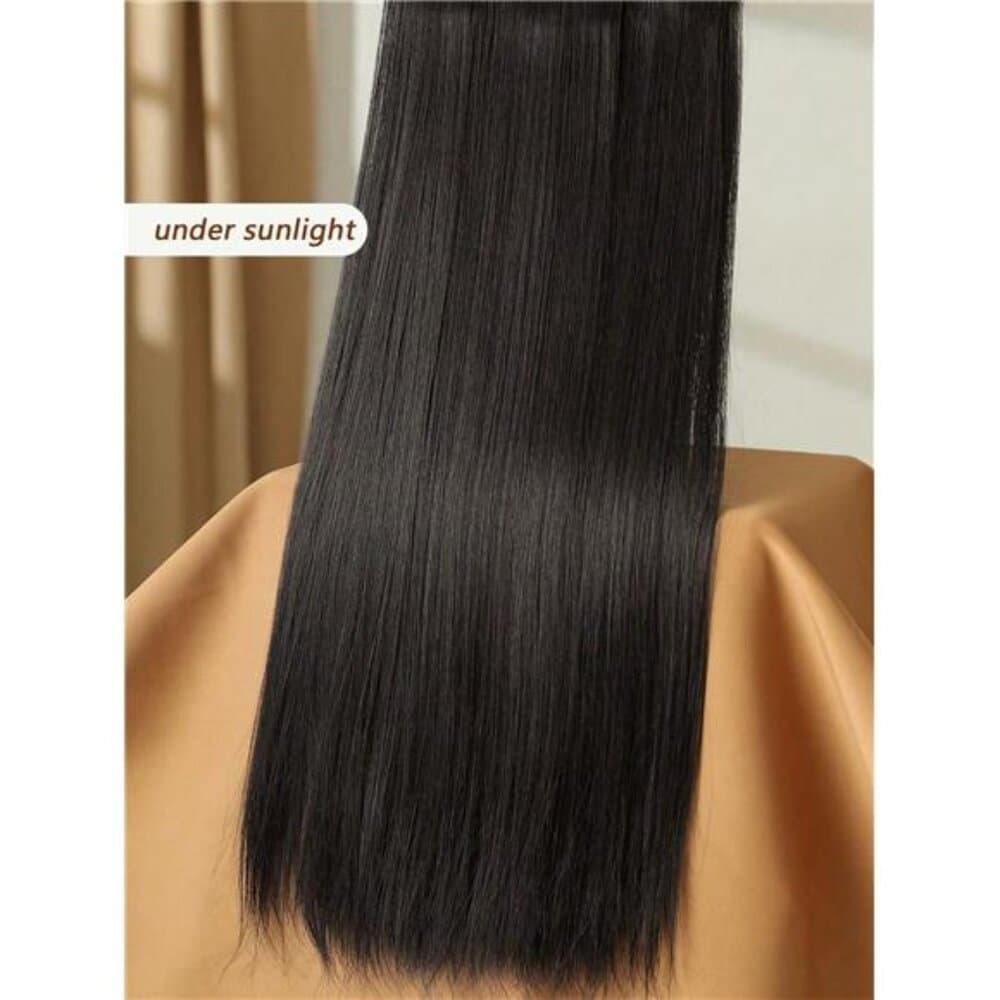 16 Clips 22 Inch 7pcs Black Straight Synthetic Hair Extensions For Women - Thumbnail 3