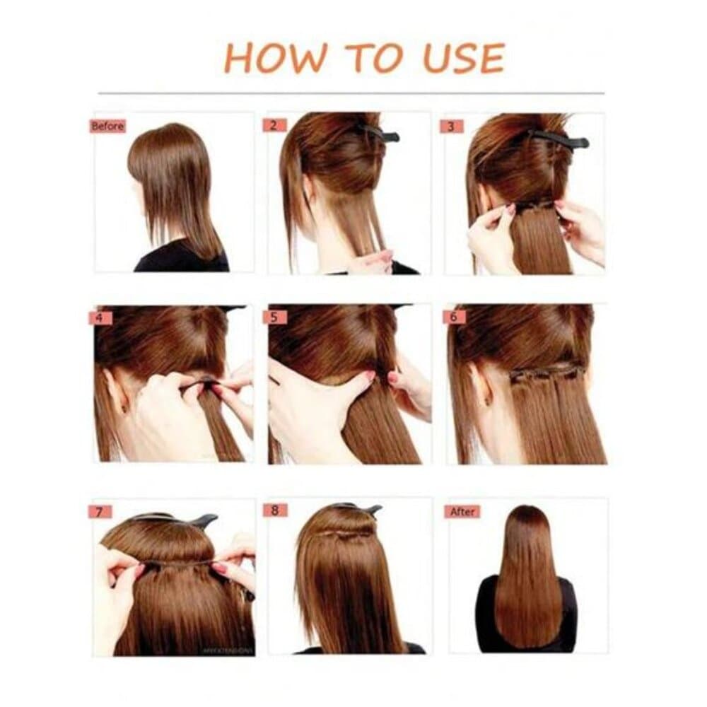 16 Clips 22 Inch 7pcs Black Straight Synthetic Hair Extensions For Women - Thumbnail 9