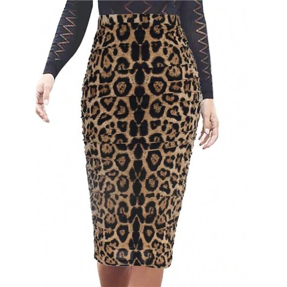 Women Summer Fashionable Leopard Print Bodycon Skirt - Thumbnail 3