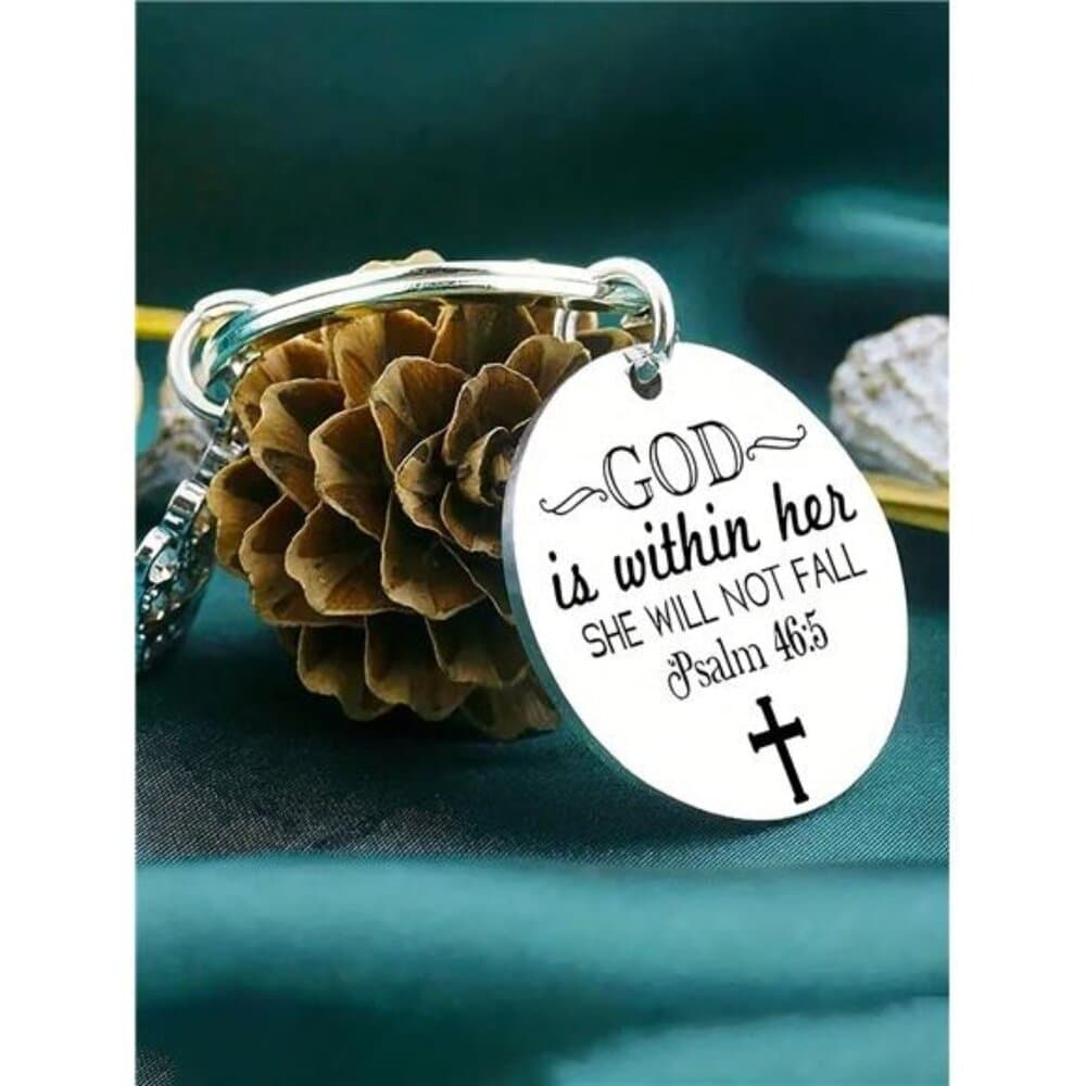 "Christian Keychain Inspirational God Is Within Her She Will Not Fall " - Thumbnail 5