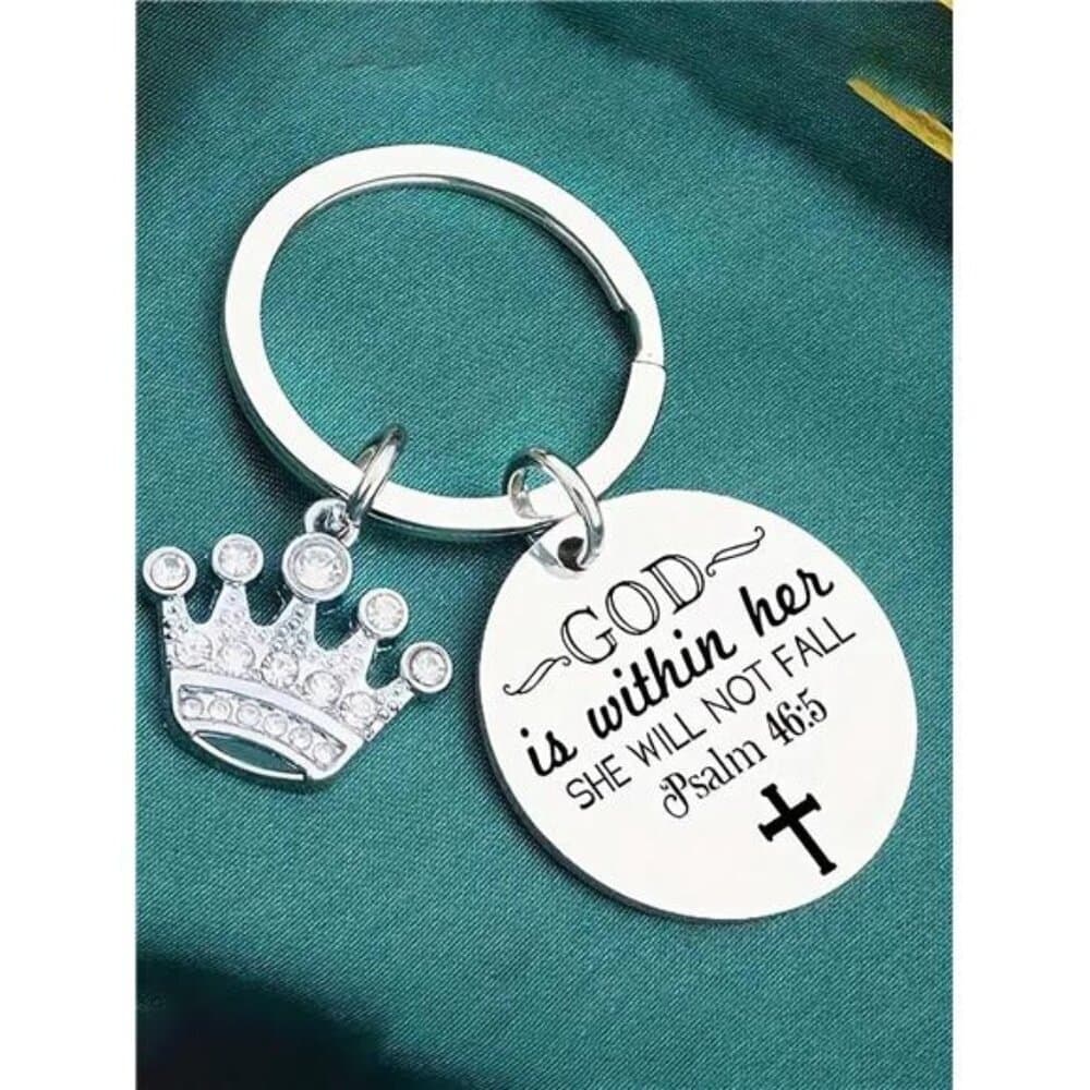 "Christian Keychain Inspirational God Is Within Her She Will Not Fall " - Thumbnail 4