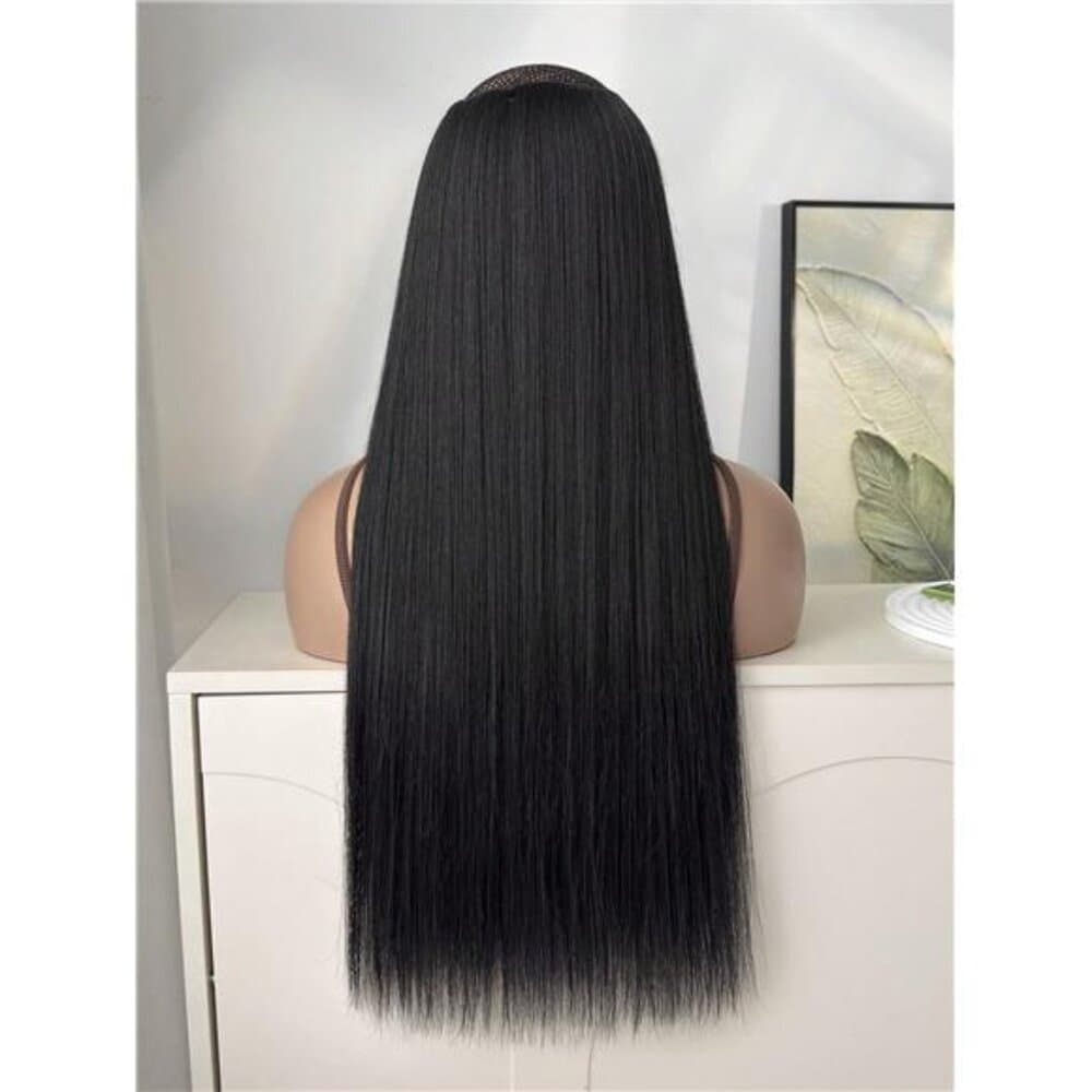 16 Clips 22 Inch 7pcs Black Straight Synthetic Hair Extensions For Women - Thumbnail 2