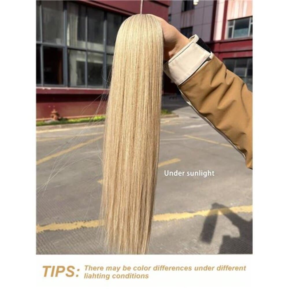 16 Clips 22 Inch 7pcs/Set Golden Straight Synthetic Hair Extensions For Women - Thumbnail 9