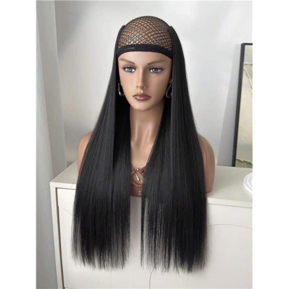 16 Clips 22 Inch 7pcs Black Straight Synthetic Hair Extensions For Women - Thumbnail 2