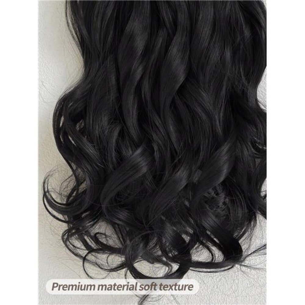 16 Clips 22 Inch 7pcs Black Long Wavy Clip-In Hair Extensions For Women, - Thumbnail 6