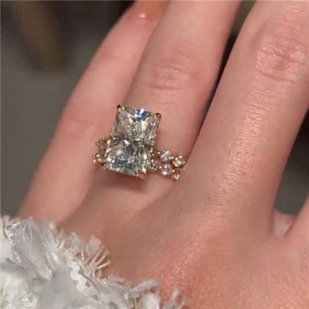2pcs Luxury Women's Engagement Rings Set With Zirconia Stones - Thumbnail 7