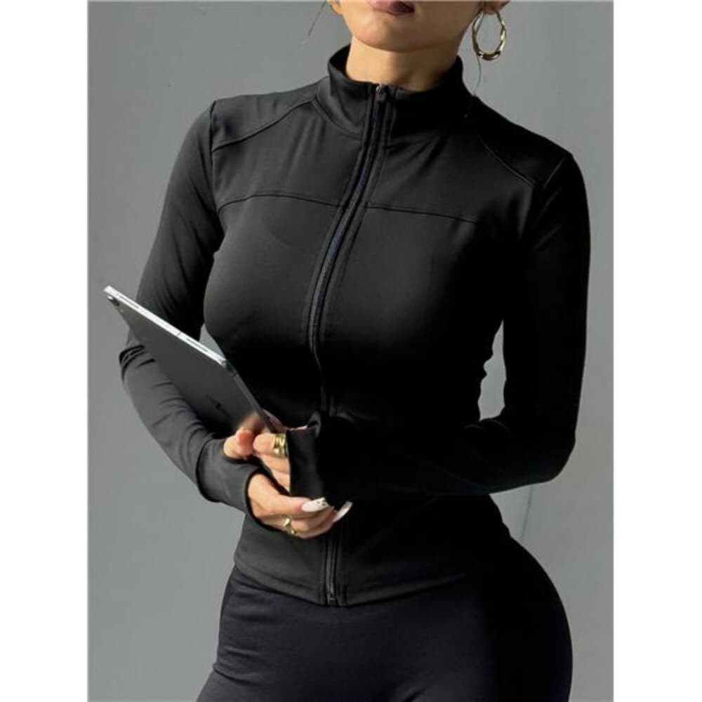 Slim Fit Elastic Zippered Sports Jacket For Fitness, Running And Casual Life - Thumbnail 4