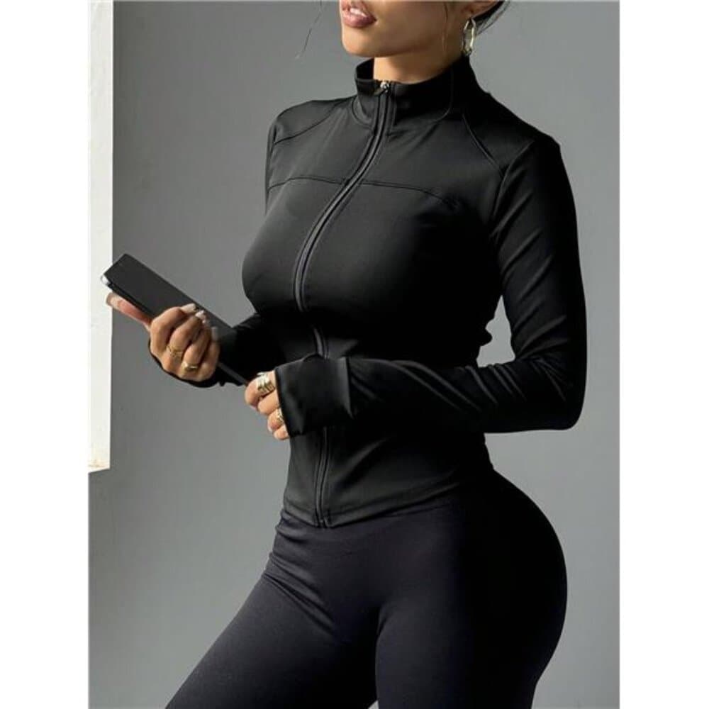 Slim Fit Elastic Zippered Sports Jacket For Fitness, Running And Casual Life - Thumbnail 5