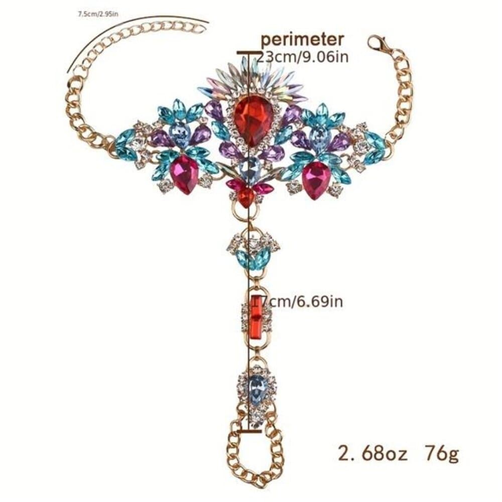 Exaggerated Boho Style Personality Toe Ring Anklet With Colorful Faux Crystal - Thumbnail 3