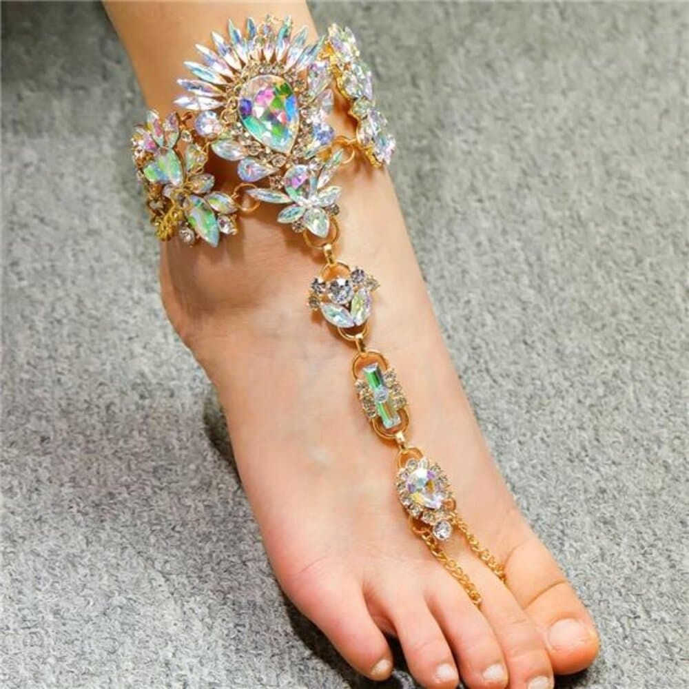 Exaggerated Boho Style Personality Toe Ring Anklet With Colorful Faux Crystal - Thumbnail 6