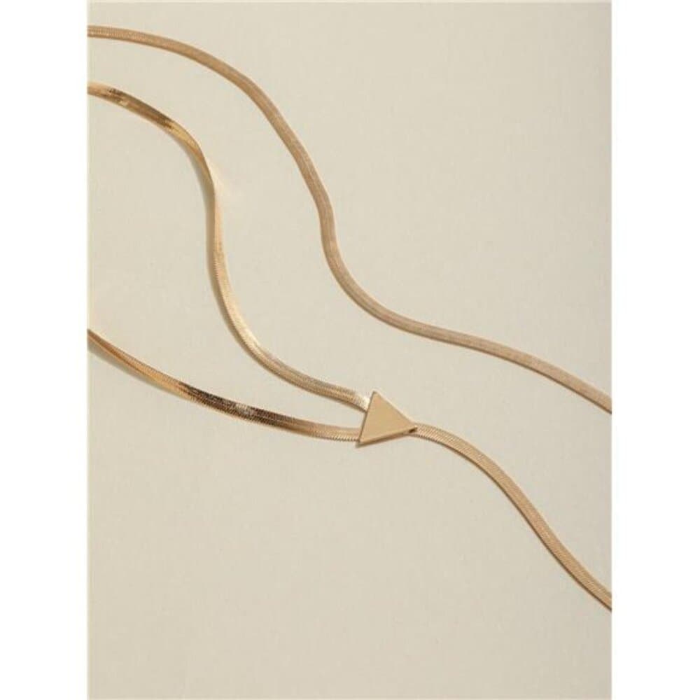 1 Set Of Niche Design Cool Style Long Double Layered V-Shaped Tassel Necklace - Thumbnail 2