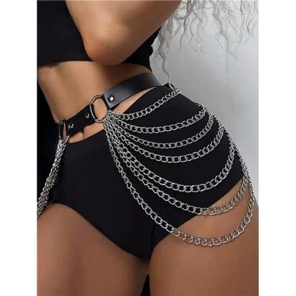 1pc Waist Leather Chain Belt, Fashion Apparel Accessory For Women - Thumbnail 5