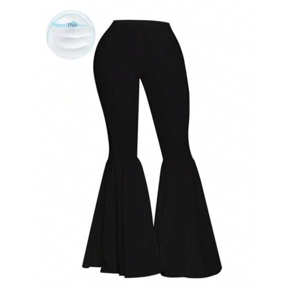 i Plus Size Women Solid Color Simple Daily Fashion Flared Pants - Thumbnail 6